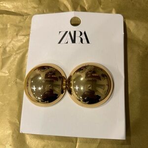 Zara -Oversized Circular ball Gold Tone Earrings - NWT